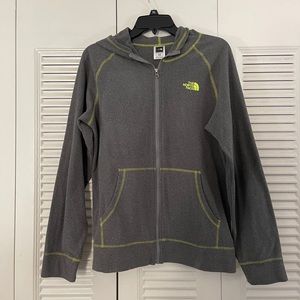 Boys North Face gray and yellow jacket.